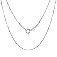 Sterling Silver 1mm Box Chain Necklace for Men and Women Assorted Finishes Nickel Free Italy 14-36 inch lengths