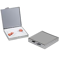 2 Square Pocket Pill Boxes Cases Portable Engravable Chrome Finish Purse Silver
