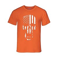 Men's Printed Skull American Flag Graphic T-Shirt