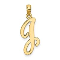 14k Gold J Script Letter Name Personalized Monogram Initial High Polish Charm Pendant Necklace Measures 21.4x9.6mm Wide 1mm Thick Jewelry Gifts for Women