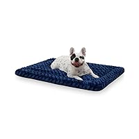 Washable Dog Bed Mat Reversible Dog Crate Pad Soft Fluffy Pet Kennel Beds Dog Sleeping Mattress for Large Jumbo Medium Small Dogs, 35 x 22 Inch, Blue