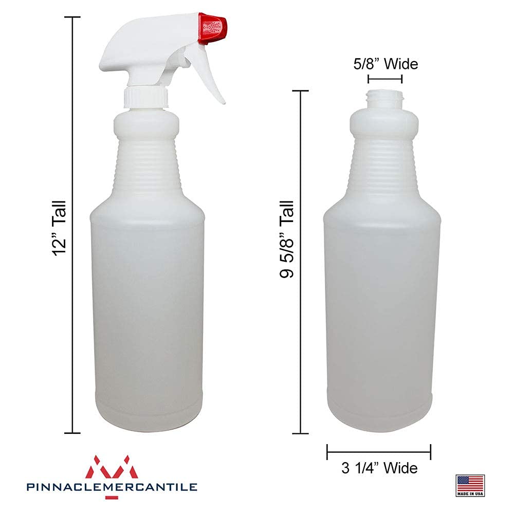 Pinnacle Mercantile Plastic Spray Bottles Leak Proof Technology Empty 32 oz Pack of 3 Made in USA