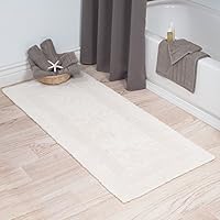 Cotton Bath Mat- Plush 100 Percent Cotton 24x60 Long Bathroom Runner- Reversible, Soft, Absorbent, and Machine Washable Rug by Lavish Home (Ivory)