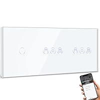 BSEED Smart ZigBee Switch with Roller Shutter Switch, Single 1-Way Smart Touch Switch and Roller Shutter Switch Works with Smart Life/Tuya App, Compatible with Alexa and Google Home, White (Hub