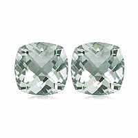 6.55-7.50 Cts of AA 10 mm Cushion Checker Board Green Amethyst Matched Pair (2 pcs) Loose Gemstones