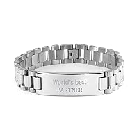 Funny Partner Gifts, World's best Partner, Inspirational Ladder Stainless Steel Bracelet for Partner, Birthday Unique Gifts for Partner