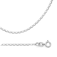 Solid 14k White Gold Necklace Chain Flat Link Genuine Polished Style Thin 1.3 mm 22 inch