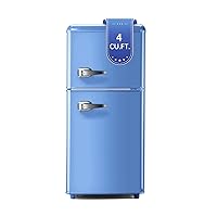 Retro Mini Fridge with Freezer,2-Door Compact Refrigerator with Adjustable Thermostat, Retro Small Fridge with Freezer Freezer 4 Cu.Ft. Retro Mini Refrigerator for Kitchen,Office,Dorm(Blue)
