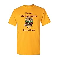 Bacon Cheeseburgers Fix Everything Adult DT T-Shirts Tee