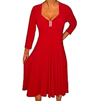 Plus Size Women Long Sleeves A Line Red Dress New Made in USA