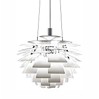 Modern Big Ball Hanging Lamp, Pine Cones Lampshade in The Ball Shape Made of Spirals Petal The Artichoke and in The Designer Style for Hanging and Pendant Light (Color : White, Size : 38cm)