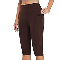 FUPODD Short leggings, butt push-up trousers, sports leggings for women with mobile phone pocket, three-quarter leggings, high waist, opaque, seamless sports trousers, knee-length, tight, plain fitness trousers, large sizes