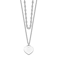 925 Sterling Silver Rhodium Plated 2 strand Love Heart With 4in. Ext. Choker Necklace 13 Inch