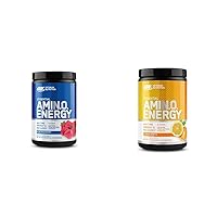 Optimum Nutrition Amino Energy Pre Workout with BCAA & Amino Acids, Blue Raspberry & Citrus Spritz Flavors, 30 Servings Each