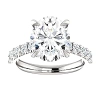 Kiara Gems 4.50 CT Oval Diamond Moissanite Engagement Rings Wedding Ring Eternity Band Solitaire Halo Hidden Prong Silver Jewelry Anniversary Promise Ring