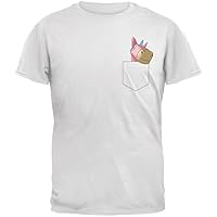 Faux Pocket Pet Unicorn White Adult T-Shirt
