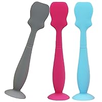 3Pcs Diaper Cream Spatula Silicone Baby Butt Spatula Baby Nappy Cream Applicator Detachable with Suction Cup End Food Grade Waterproof Oilproof Flexible 1.5x6.3in Diaper Cream Applicator