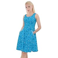 CowCow Womens Summer Dress Sea Animals Whales Sharks Dolphin Fish Knee Length Skater Dress with Pockets, XS-5XL