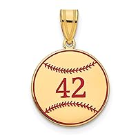 14k Yellow Gold Baseball Enameled Customize Personalize Engravable Charm Pendant Jewelry Gifts For Women or Men (Length 0.62