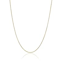 Bling For Your Buck 18K Gold over Sterling Silver .8mm Thin Italian Box Chain Necklace for Women and Men, Sizes 14