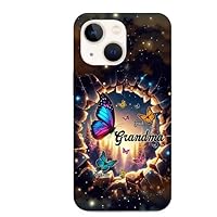 3D Effect Hole in A Wall Grandma with Butterfly Kids Personalized Silicone Phone Case, Phone Case Gift.