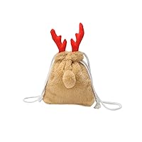 BESTOYARD 2 Pcs Elk Plush Bag Tote Bag for Women Bucket Bag Purses Messenger Bag Drawstring Purse for Women Cross Body Bag Christmas Gifts Reindeer Accessories Chic Polyester Miss Handbag