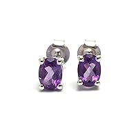 925 Sterling Silver Natural Purple Amethyst Oval Gemstone Stud Earring 925 Stamp Jewelry | Gifts For Women And Girls