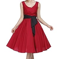 (XS, SM) Moonlit Picnic - Red 40s 50s Retro Wrap Vintage Style Cotton Dress