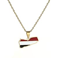 Stainless Steel Yemen Map Flag Pendant Neckalces Yemeni Jewelry