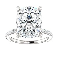 Nitya Jewels 7 CT Cushion Cut Solitaire Moissanite Engagement Rings, VVS1 4 Prong Irene Knife-Edge Silver Wedding Ring, Woman Gift, Promise, Birthday Gift