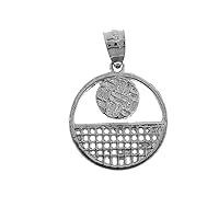 14K White Gold Volleyball Pendant