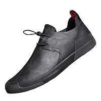 Men's Leather Sneakers Lace up Fashion Loafer Shoes Plug Size 46