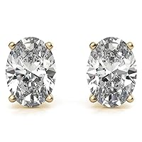 3.40 Carat Full White Oval Cut Moissanite Diamond Earring For Women, Solitaire Push Back Valentine Present For Her In Real 18k Yellow Gold and 925 Sterling Silver