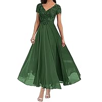 Mother of The Bride Dresses for Wedding Tea Length A Line Lace Wedding Guest Dresses for Women 2024