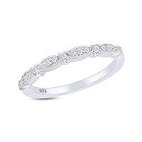 AFFY Round Cut Natural Diamond Vintage Style Wedding Band in 14K Gold Over Sterling Silver (0.14 Cttw)
