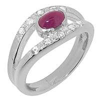 925 Sterling Silver Natural Ruby Cubic Zirconia Womens Band Ring - Sizes 4 to 12 Available