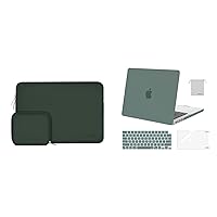 MOSISO Compatible with MacBook Pro 14 inch Case 2021 2022 Release A2442, Neoprene Sleeve Bag&Plastic Hard Shell&Keyboard Cover&Screen Protector&Storage Bag, Midnight Green