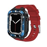 TINTAG 44 mm Luxus Mod Kit für Apple Watch Band 8 7 45 mm Metalllünette Abdeckung für iWatch Serie 6 SE 5 4 Silikonband Stahlgehäuse Refit Set, 45mm For 8/7, Achat