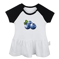 Fruit Blueberries Pattern Cute Dresses, Newborn Infant Baby Girls Princess Dress, Kids Novelty Ruffles Cotton Clothing