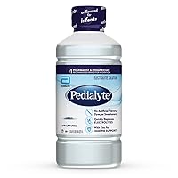 Pedialyte Electrolyte Solution, Unflavored, Hydration Drink, 33.8 Fl Oz. (Pack of 4)