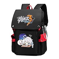 Honkai Impact 3 Game Cosplay 15.6 Inch Laptop Backpack Rucksack with USB Charging Port and Headphone Jack Red / 4