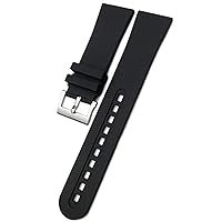 23mm Fluorous Rubber Soft Watch Band Replacement for Blancpain Fifty Fathoms 5000 5015 Black Strap Watch Bracelets (Color : Long Black 1, Size : 23mm)