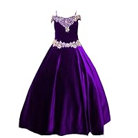 Mollybridal Lovely Velvet Cold Shoulder Pageant Prom Formal Dresses for Little Girls Toddler Kids Corset 2024 with Sleeves