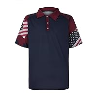 Mens Patriotic Polo Slim Fit Independece Day Golf Shirts Summer Casual American Flag Print Short Sleeve T-Shirt
