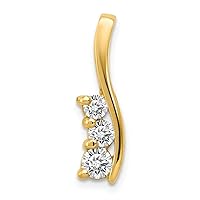 14k Yellow Gold Polished Hidden bail Diamond Pendant Necklace Measures 21x6mm Jewelry Gifts for Women