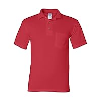 6 oz. 50/50 Jersey Polo with Pocket (G890) Red, S (Pack of 12)