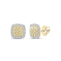 The Diamond Deal 14kt White Gold Womens Round Diamond Flower Cluster Earrings 1-1/5 Cttw