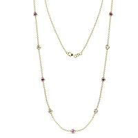 Amethyst & Natural Diamond by Yard 9 Station Necklace (SI2-I1, G-H) 2.20 ctw 14K Yellow Gold