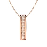 Certified 14K Gold Stylish Pendant in Round Natural Diamond (0.16 ct) with White/Yellow/Rose Gold Chain Anniversary Necklace for Women