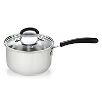 Cook N Home Professional Stainless Steel Saucepan with Lid, 1-Quart, Silver